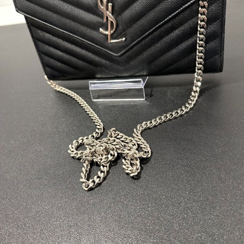 YSL Cassandre Chain Wallet in Grain de Poudre Black Leather (JB1416) - Picture 3 of 10